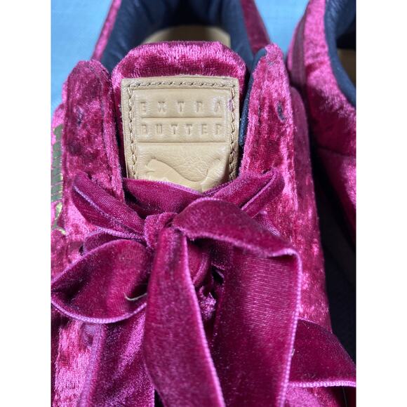 Puma Clyde Extra Butter Kings Of New York Mens sz 13 Burgundy Crushed Velvet